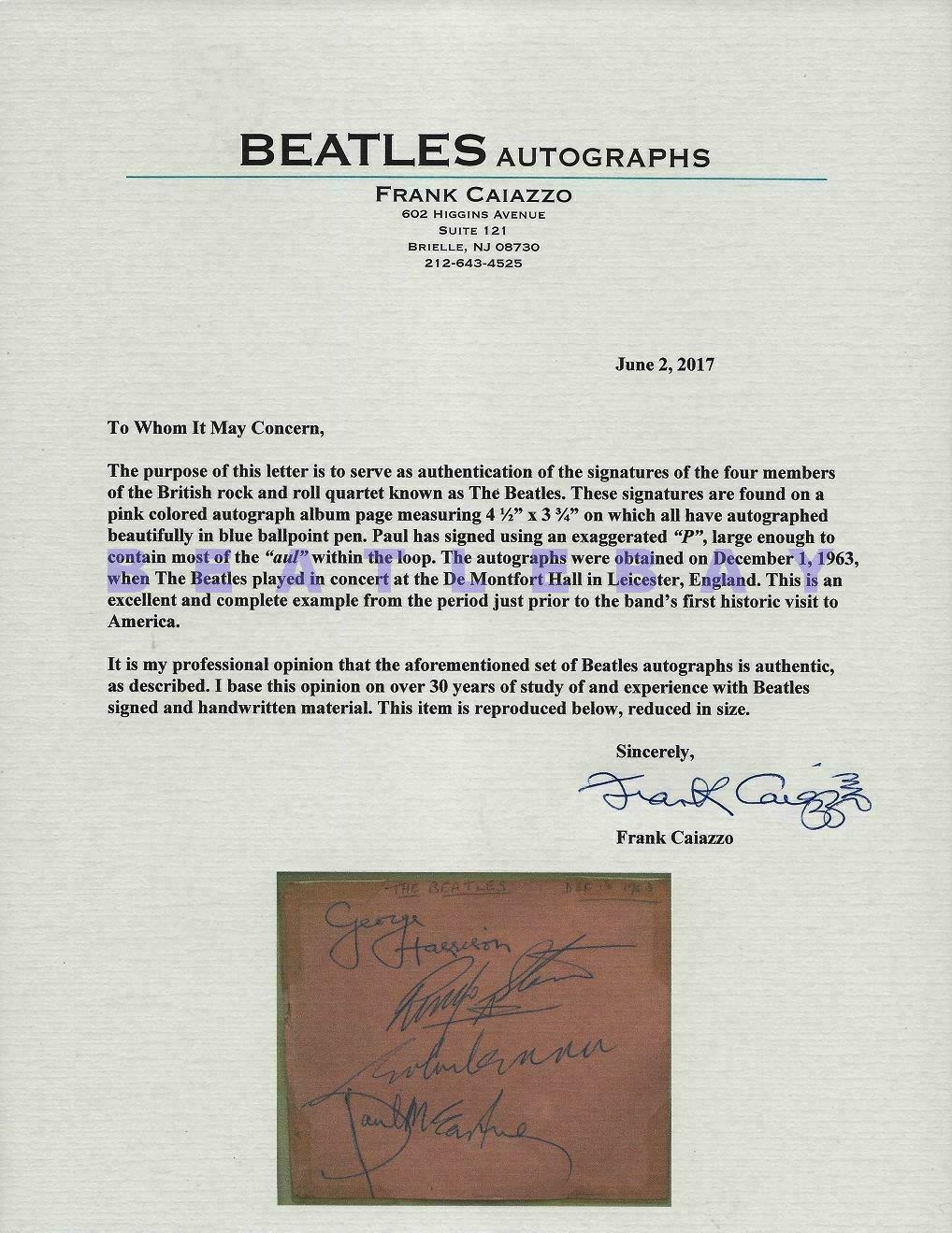 Beatles Autographs 1963