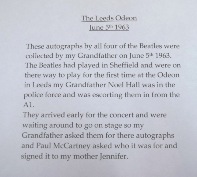 Beatles Autographs 1963