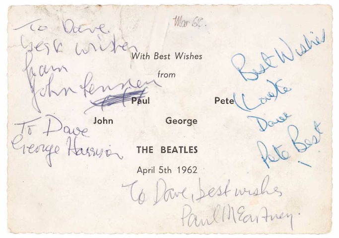 Beatles Autographs 1962