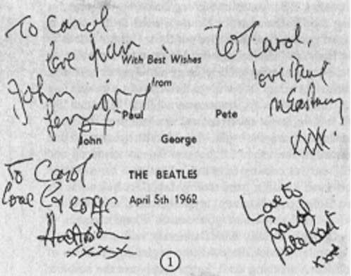 Beatles Autographs 1962