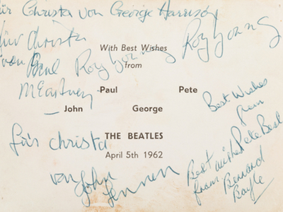 1962 Beatles Autograph Examples